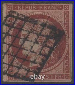 FRANCE STAMP TIMBRE N° 6 b CERES 1F CARMIN FONCE 1849 OBLITERE TB A VOIR N457