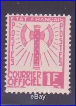 FRANCE STAMP TIMBRE SERVICE N° 6 FRANCISQUE 1F ROSE 1943 NEUF xx TTB