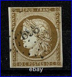 FRANCE STAMP TIMBRE YVERT 1a CERES 10c BISTRE-BRUN 1850 OBLITERE TB W818