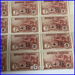 FRANCE TIMBRE YVERT 168 +25s 1+1f Orphelins de la guerre feuille 25 timbres neuf