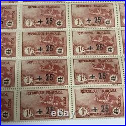 FRANCE TIMBRE YVERT 168 +25s 1+1f Orphelins de la guerre feuille 25 timbres neuf