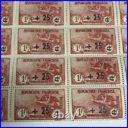 FRANCE TIMBRE YVERT 168 +25s 1+1f Orphelins de la guerre feuille 25 timbres neuf