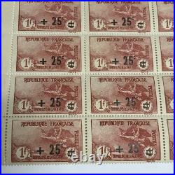 FRANCE TIMBRE YVERT 168 +25s 1+1f Orphelins de la guerre feuille 25 timbres neuf