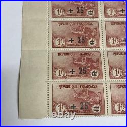 FRANCE TIMBRE YVERT 168 +25s 1+1f Orphelins de la guerre feuille 25 timbres neuf