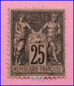 FRANCE TYPE SAGE 25 CENTIMES N° 91 NOIR ROUGE NEUFS Signé Regommé (390)