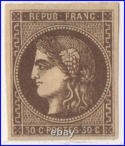FRANCE! Timbre CERES de BORDEAUX NEUF de 1870 n°47a Brun noir SIGNE CALVES