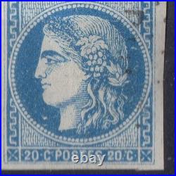 FRANCE! Timbre CERES de BORDEAUX de 1870 n°46Ad bleu outremer ANCRE