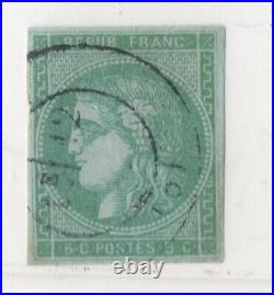FRANCE! Timbre Cérès de Bordeaux n°42Bc vert émeraude foncé Cachet à Date