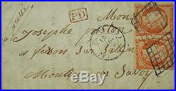 FRANCE lettre Cérès N°5 40c orange paire Paris 14/11/1850