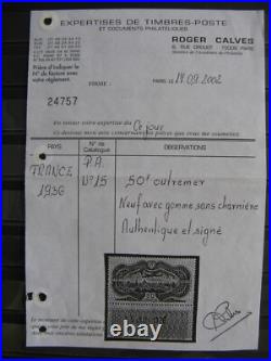 FRANCE neuf AVION n° 15 avec marge datée (signé Calves avec certificat)
