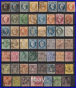 France 1849/1890 Collection 55 timbres Cérès, Napoléon, Sage COTE 1150 B/TB