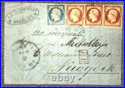 France 1857 Multiple Sur Lettre Afronchi New York