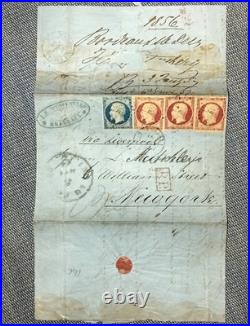 France 1857 Multiple Sur Lettre Afronchi New York