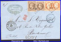 France Cg N°9x2+13x2 Sur Lettre Mqe + Cad St Pierre Martinique Du 28/12/1873