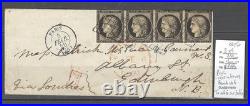France Lettre Yvert 3 en bande de 4 Ceres 20 cts Paris pour Edimbourg