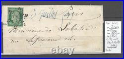 France Lettre locale Yvert 2 Ceres 15cts vert Paris