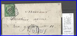 France Lettre locale Yvert 2 Ceres 15cts vert Paris 1850