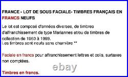 France Lot De Sous Faciale 1000 Euros De Timbres Français En Francs Neufs