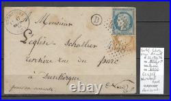 France N°36 10c coupé en deux +n°37 20c bleu pour faire 25cts