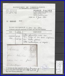 France N°36 10c coupé en deux +n°37 20c bleu pour faire 25cts