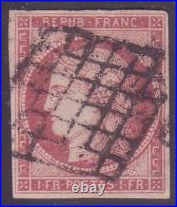 France N° 6 1f Carmin Fonce Oblitere Ttb Valeur900