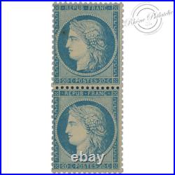 France Paire N°37 Type Cérès 20 C Bleu, Timbres Neufs/ Signés Calves-1870