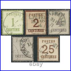 France Série Timbres Alsace-lorraine N°1-2-3 Et 7 Oblitérés Signés Brun