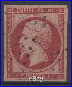 France Stamp Timbre 18 Napoleon III 1f Carmin 1853 Oblitere Tb Rare N715