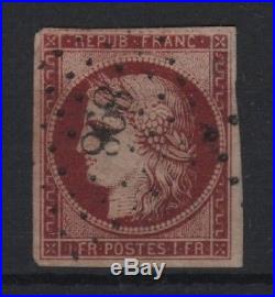 France Stamp Timbre 6 Ceres 1f Carmin 1849 Oblitere A Voir Certificat R521