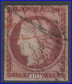 France Stamp Timbre N° 6 Ceres 1f Carmin 1849 Oblitere Tb A Voir P262
