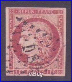 France Stamp Timbre N° 6 Ceres 1f Carmin Fonce Oblitere Ttb Signe D270