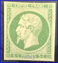 France Yt 12 5c vert type Napoléon Neuf 4 filets entiers cote 1500 TB