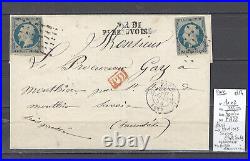 France Yvert 10 x 2 Paris pour Moutiers Savoie Etats sardes 1854