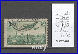 France Yvert 14 50 francs vert jaune Oblitéré