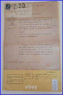 France Yvert 14 Timbre ayant servi + Proces verbal Nice 1862 Certificat