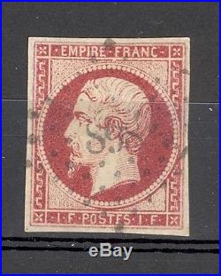 France Yvert 18. Beau timbre, pas aminci. Cote 3.250 euro's