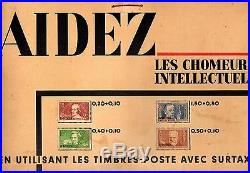 France Yvert n° 330/333 surch Specimen sur carton d'affichage des PTT
