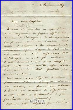 France cérès 20 c noir n°3 BDF oblitéré cad bleu du 3 janv 1849 sur lettre