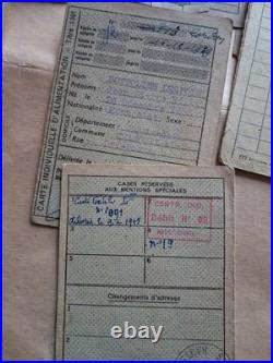 France lot timbres fiscaux oblitérés sur cartes Ravitaillement Des Années 40