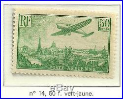 France poste aerienne n°14 Y&T 50 f. Avion survolant Paris