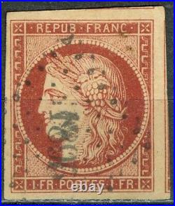France, timbre N° 6 oblitéré petits chiffres, TB/SUP signé JF Brun