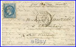 Frankreich Ballon Monte Brief Paris Chambery 1870 seltener NS 23