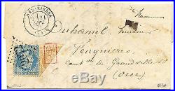 Frankreich Brief Ondinieres Feuquieres 1871 Halbierung MiNr 33