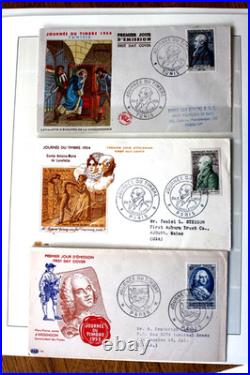 Journée du timbre, 1945 à 1954, neuf, oblitéré, 4FDC et 3 feuilles