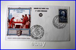 Journée du timbre, 1945 à 1954, neuf, oblitéré, 4FDC et 3 feuilles