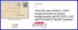 LETTRE AVEC N°14 BLEU SUR VERT NUANCE EXCEPTIONNELLE et SUP, ORGON PC 2337