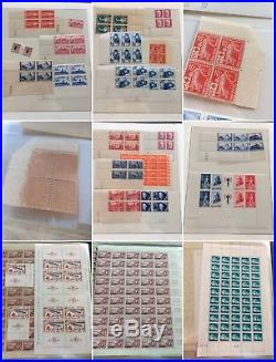 LOT #33 FRANCE collection timbres guerre non dentelés feuilles variétés ++