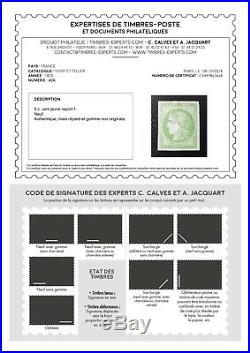 LOT ÉTOILE-31 FRANCE timbre Bordeaux n°42A rare report 1 signé certificat Calves