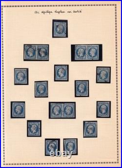 LOT NAPOLEON ETUDE du No10 25C BLEU avec NUANCES et OBLITERATIONS / RRR
