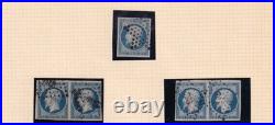 LOT NAPOLEON ETUDE du No10 25C BLEU avec NUANCES et OBLITERATIONS / RRR